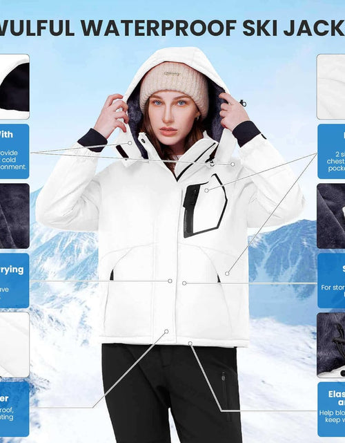 Load image into Gallery viewer, Women’S Waterproof Snow Ski Jacket Mountain Windproof Winter Coat with Detachable Hood
