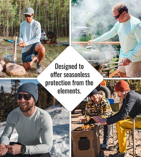 Men'S Outdoor UPF 50+ Long Sleeve T-Shirt, UV Sun Protection for Fishing, Running, Hiking
