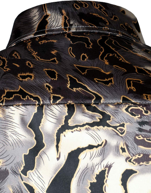 Load image into Gallery viewer, Men'S Hipster Printed Silk like Satin Button up Dress Shirt for Party Prom
