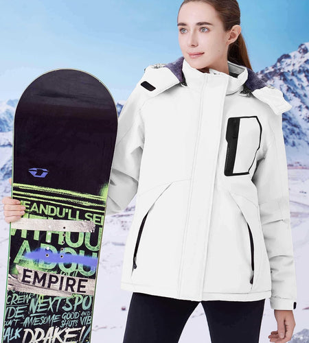Women’S Waterproof Snow Ski Jacket Mountain Windproof Winter Coat with Detachable Hood