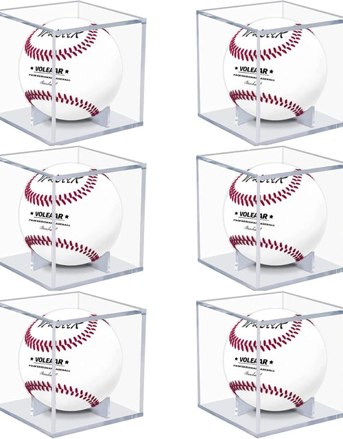Load image into Gallery viewer, Baseball Display Case 6 Pack, UV Protected Acrylic Square Baseball Holder, Clear Cube Autograph Memorabilia Ball Display Cases, Official Size Baseball Display Box
