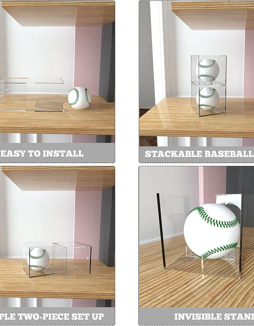 Load image into Gallery viewer, Baseball Display Case 6 Pack, UV Protected Acrylic Square Baseball Holder, Clear Cube Autograph Memorabilia Ball Display Cases, Official Size Baseball Display Box
