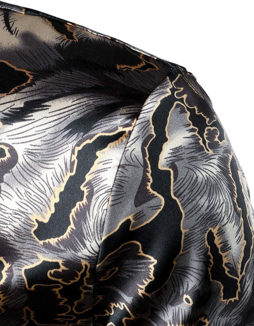 Load image into Gallery viewer, Men'S Hipster Printed Silk like Satin Button up Dress Shirt for Party Prom
