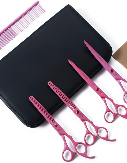 Load image into Gallery viewer, Professional Dog Grooming Scissors Set, 7 Inch/8 Inch Pet Grooming Scissors Chunkers Shears for Dog, Curved Dog Grooming Scissors, Thinning Shears for Dog with Grooming Comb
